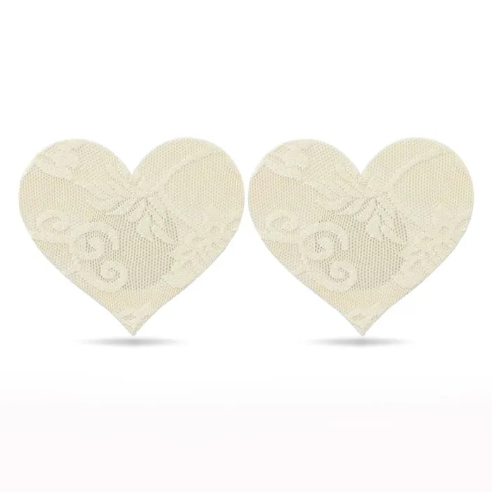 Lovetoy Couples Lace Heart and Flower Nipple Pasties Twin Pack Nude