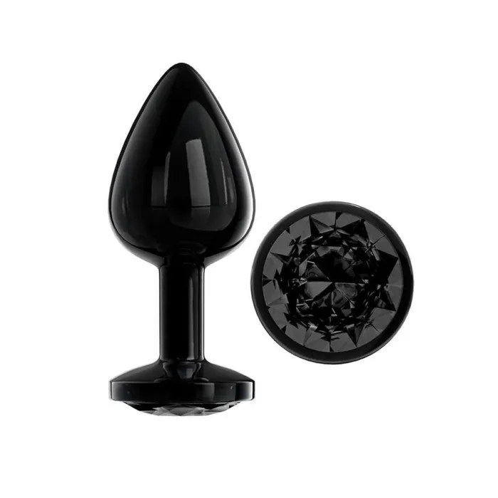 Latetobed Anal Metal Butt Plug with crystal Blackgem black M