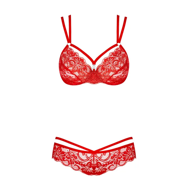 Obsessive Vibrators Red Lace Bra And GString Obsessive Vibrators Red Lace Bra And GString