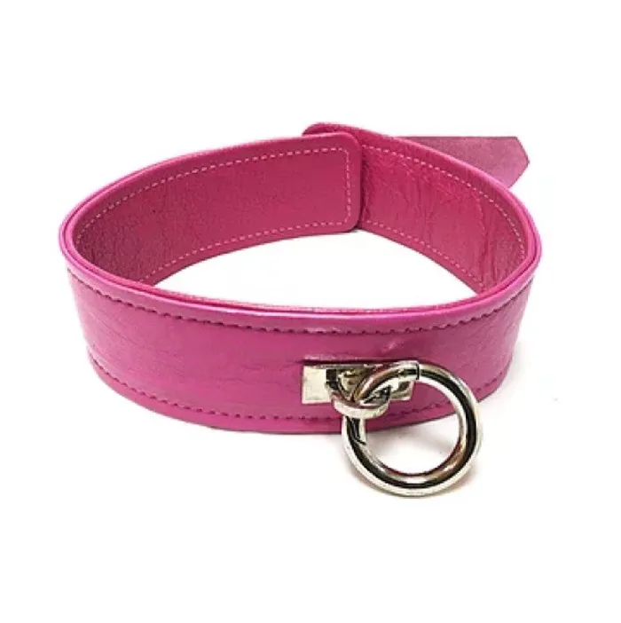 Rouge Garments Restraints Pink Leather ORing Collar
