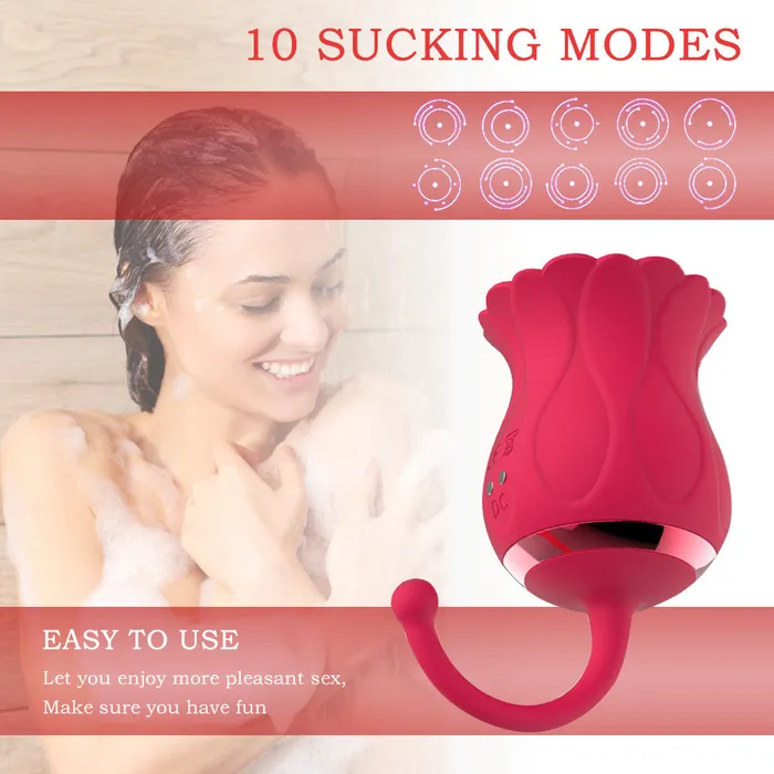 SexyPlay Female Sex Toys HC Little Sunflower Clitoral Suction Vibrator USB Rechargeable Red