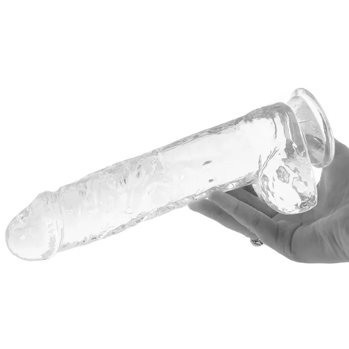 Nalpac Dildos RealRock Crystal Clear Realistic 9 in Dildo With Balls and Suction Cup Clear