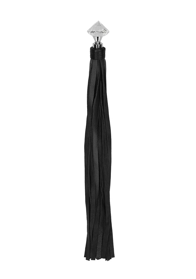 Restraints Shots America Sparkling Pointed Handle Leather Flogger Black
