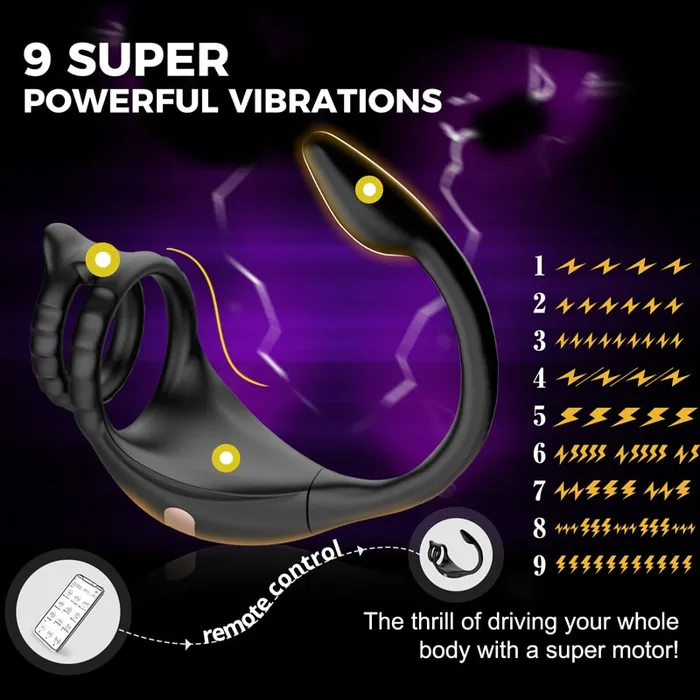 Sohimi 3 in 1 Penis Cock Ring with Multi Stimulations Butt Plug Male Sex Toys